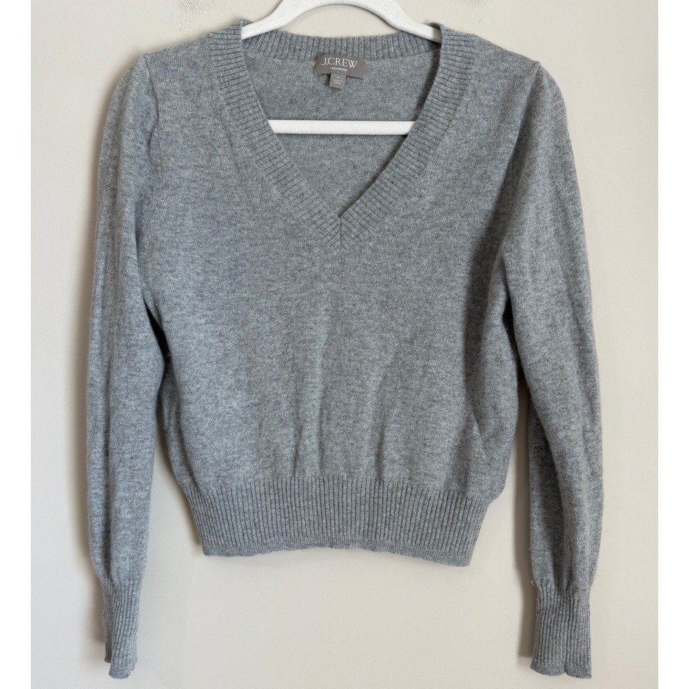 J.Crew 100% Cashmere V-Neck Sweater Womens M Gray